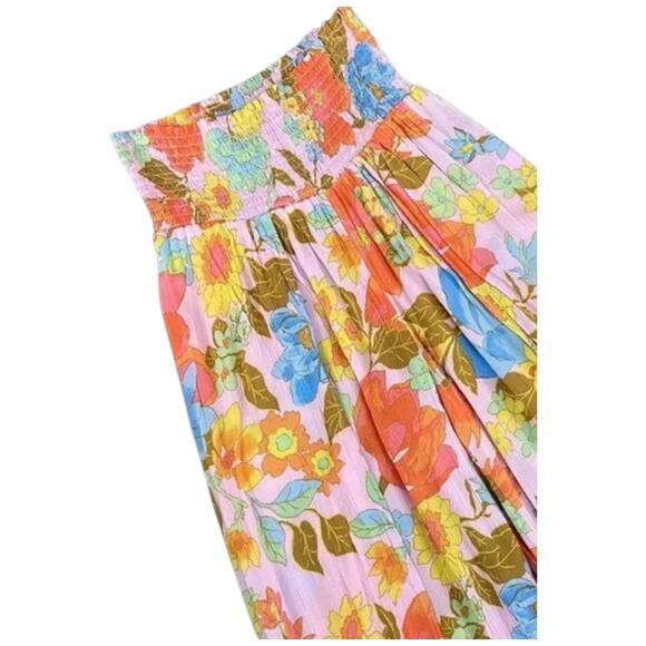 EUC Billabong Wandering Soul Smocked Waist Split Leg Floral Beach Pants Size S/M - Picture 4 of 8